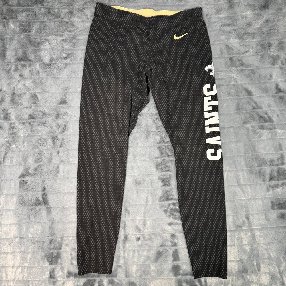 Nike New Orleans Saints NFL Womens Leggings Black Gold 748805-010 Large